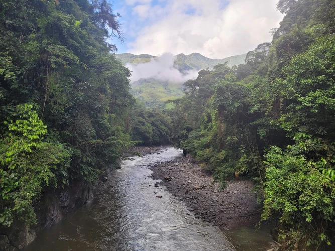 Santo domingo river in the waterfall valley