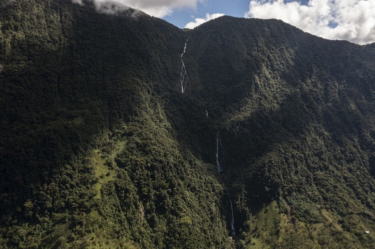the 3 sections of La esmeralda waterfall in the waterfall valley in Antioquia Colombia