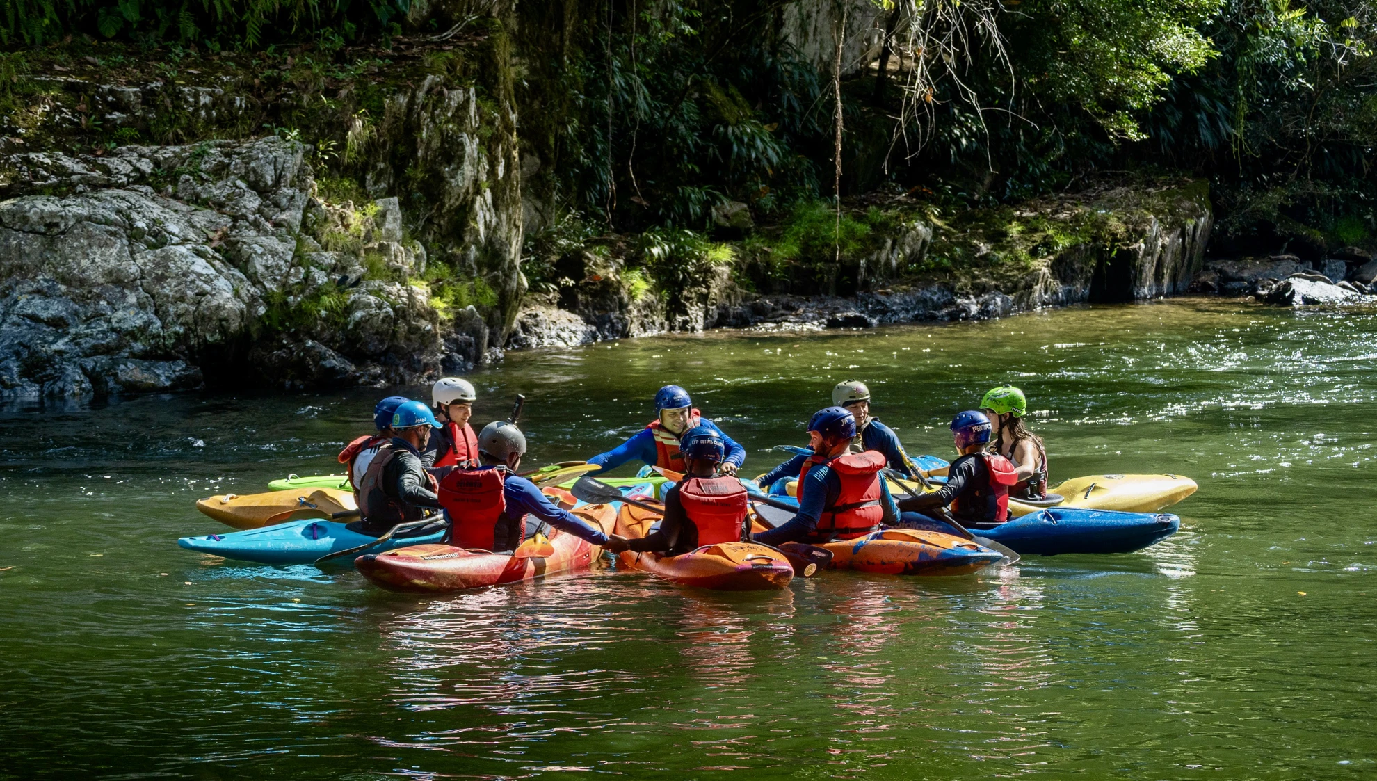 Kayak Course Group Going Down the Santo Domingo River